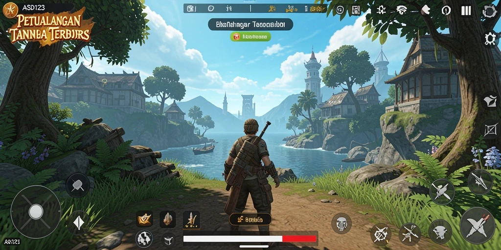 Screenshot gameplay menunjukkan eksplorasi dunia Open World yang menakjubkan.