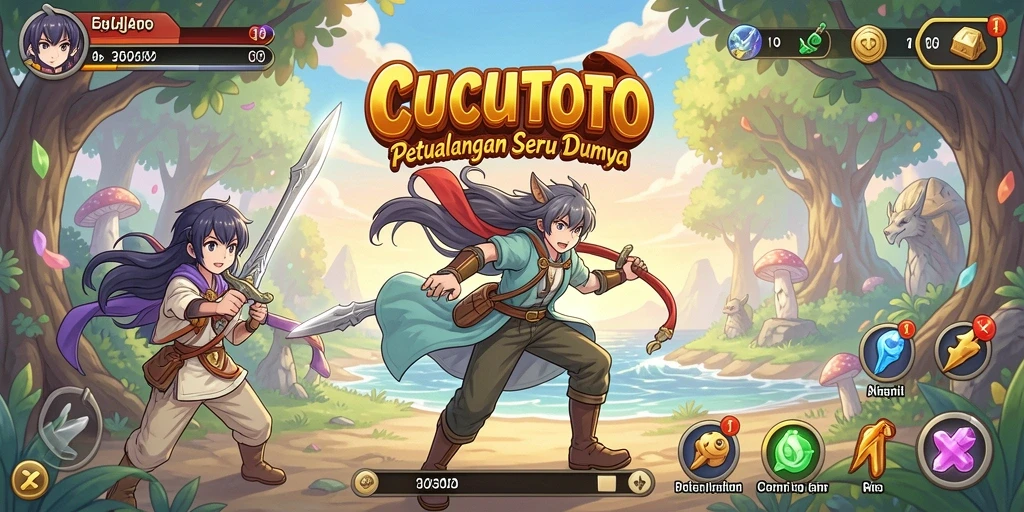 Menampilkan aksi seru karakter Anime dalam gameplay CUCUTOTO.