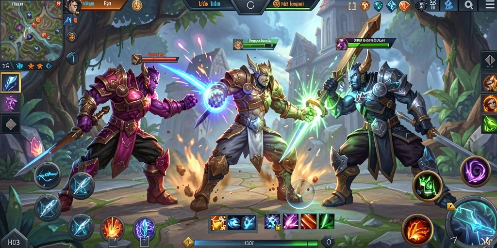 Gameplay H03 menampilkan pertarungan strategis yang mendebarkan di arena.