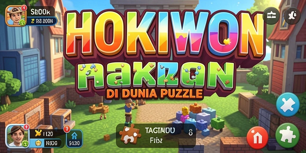 Screenshot gameplay HOKIWON menampilkan teka-teki yang menantang dan desain menarik.