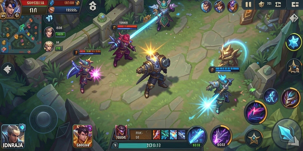 Gameplay seru IDNRAJA dengan karakter unik dan pertarungan intens.