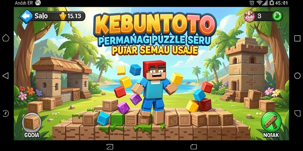 Gameplay seru KEBUNTOTO dengan berbagai teka-teki menarik.