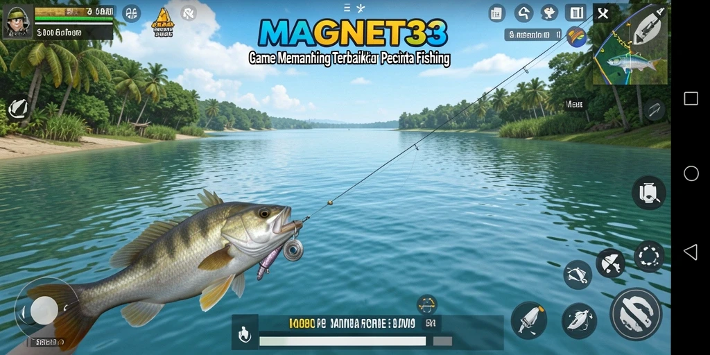 Layar gameplay MAGNET33 memperlihatkan aksi memancing yang menantang.
