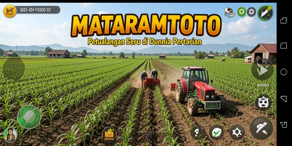 Screenshot gameplay MATARAMTOTO menampilkan ladang yang subur dan beragam tanaman.