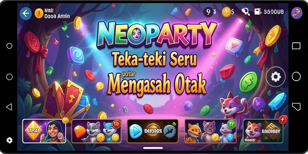 Tampilan gameplay menarik dalam NEOPARTY dengan berbagai teka-teki.