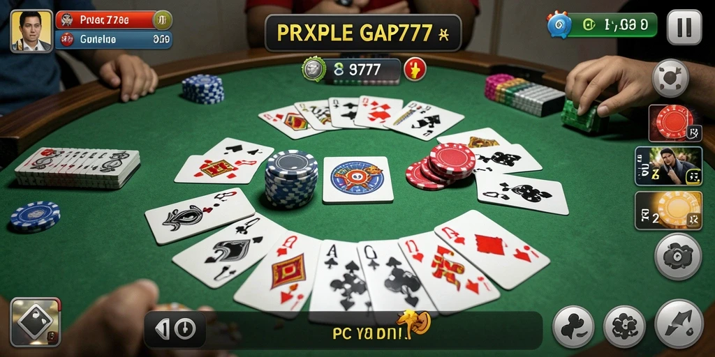 Tampilan screenshot PCX777 menampilkan gameplay menarik permainan gaple.