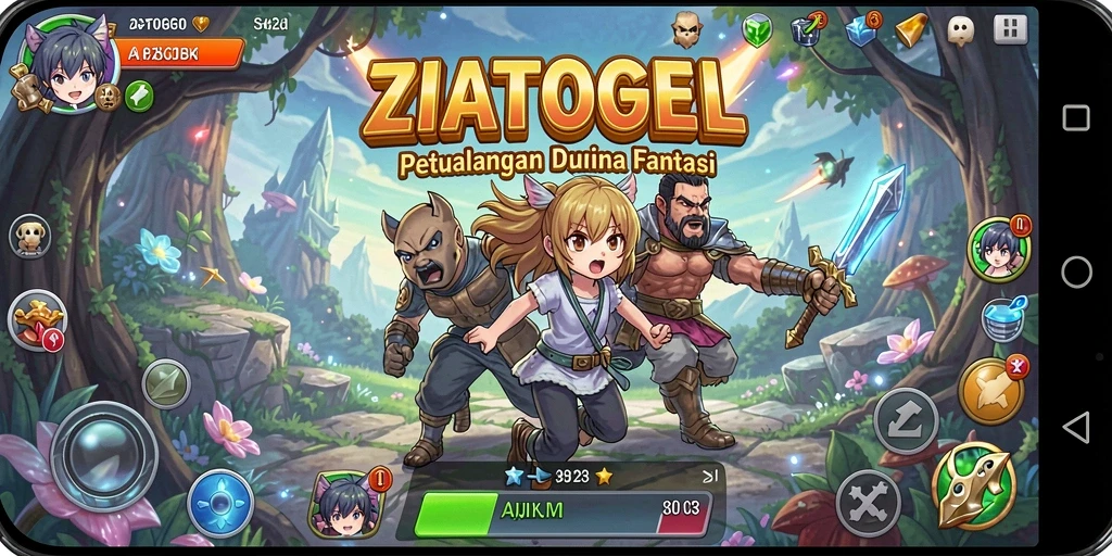 Tampilan gameplay ZIATOGEL dengan karakter Anime ikonik.
